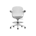 Cromad Top Work Silla/Taburete de Oficina Ergonomica - Altura Regulable hasta 0.78m - Respaldo Inclinable - Anillo Galvanizado Reposapies - Tela de Alta Calidad - Color Blanco - Imagen 3