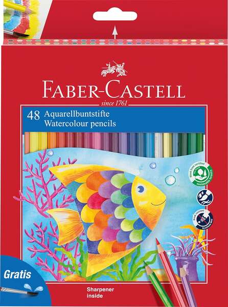 265607_1 Faber-Castell Classic Colour Acuarelable Pack de 48 Lapices de Colores Hexagonales Acuarelables + Pincel - Resistencia a la Rotura - Colores Surtidos - Imagen 1