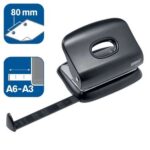 Rapid Eco Taladro Perforador - Perfora hasta 20 Hojas - Facil Vaciado - Punzones 5.5mm - Fabricado con un 74% de Plastico Reciclado Postconsumo - Color Negro - Imagen 2