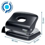 Rapid Eco Taladro Perforador - Perfora hasta 20 Hojas - Facil Vaciado - Punzones 5.5mm - Fabricado con un 74% de Plastico Reciclado Postconsumo - Color Negro - Imagen 3