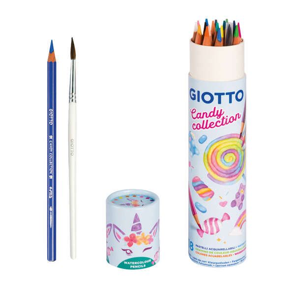 266117_1 Giotto Candy Collection Acquarell Bote de 18 Lapices de Colores Acuarelables Hexagonales + Pincel - Colores Surtidos - Imagen 1