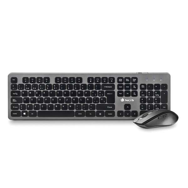 269317_1 NGS Teclado y Raton Inalambricos de 2.4ghz - 12 Teclas Multimedia - Perfil Bajo - Color Gris/Negro - Imagen 1