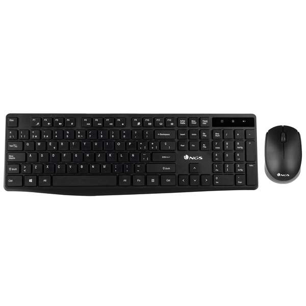 269322_1 NGS Teclado y Raton Inalambricos de 2.4ghz - AZERTY Frances - 12 Teclas Multimedia - 1200 dpi - Color Negro - Imagen 1