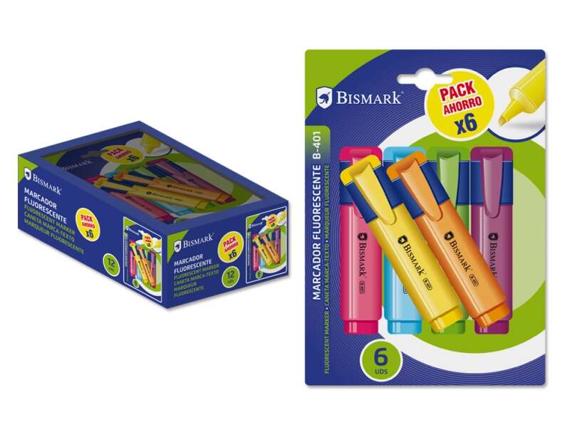 270482_1 Bismark Pack de 6 Rotuladores Fluorescentes Neon - Tinta de Secado Rapido - Ideal para Subrayar y Resaltar - Diseño Ergonomico - Larga Duracion - Imagen 1