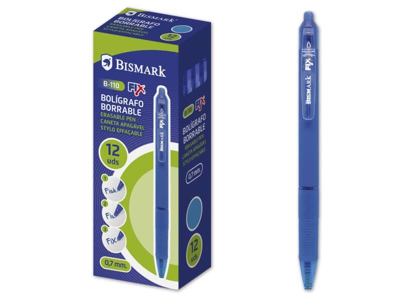 270542_1 Bismark Boligrafo Borrable con Clip - Punta de 0.7 mm - Grip de Goma - Color Azul - Imagen 1