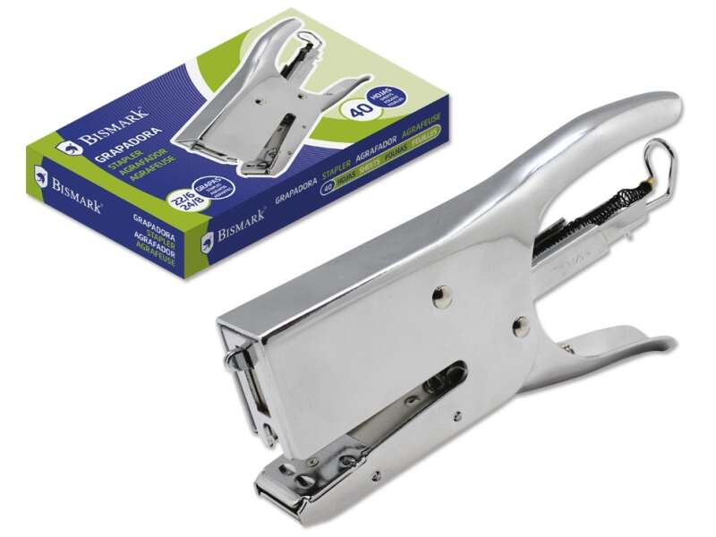 270742_1 Bismark Grapadora de Tenaza Cromada - Capacidad de Grapado 40 Hojas - Diseño Ergonomico - Alta Durabilidad - Color Plata - Imagen 1