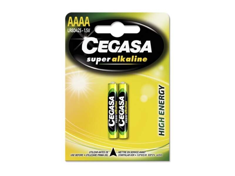 270917_1 Cegasa Super Alkaline LR8D425 Pack de 2 Pilas AAAA - Alta Tecnologia - Fiabilidad - Elevado Rendimiento - Maximas Prestaciones - Imagen 1