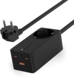 Ksix Regleta Carga Ultra Rapida GaN 65W - PPS - Power Delivery - Multipuerto x4 - Cable 1.5 m - Indicador LED - Color Negro