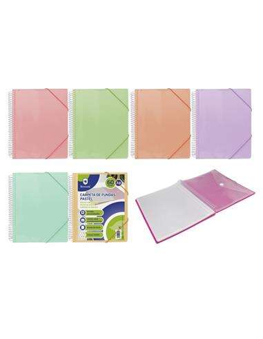 271642_1 Bismark Carpeta Espiral 60 Fundas Transparentes - Polipropileno - Tamaño A4 - Espiral Plastica Indeformable - Apertura 360 Grados - Gomas de Cierre - Colores Pastel - Imagen 1