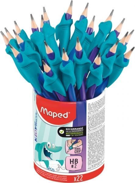 280112_1 Maped Kidy Lern Bote de 22 Lapices de Grafito 2HB con Guia de Lapiz para Dedos - Guia Extraible - Apta para la Mayoria de Lapices - Para Alumnos de 3 a 7 Años - Imagen 1