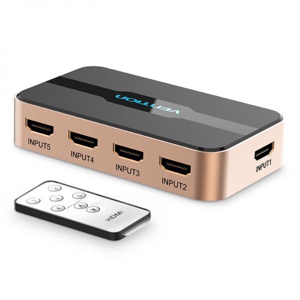280382_1 Vention Duplicador HDMI Hembra a HDMI Macho 5x - Color Dorado - Imagen 1