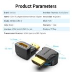 Vention Adaptador HDMI Macho a HDMI Hembra 90º 4K - Color Negro - Imagen 5