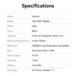 Vention Splitter HDMI 2.0 1x8 - 4K - Aluminio Negro - Imagen 5