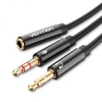 Vention Cable Estereo 2x Jack 3.5 Macho a Jack 3.5 Hembra - 0.3m - Color Negro - Imagen 2
