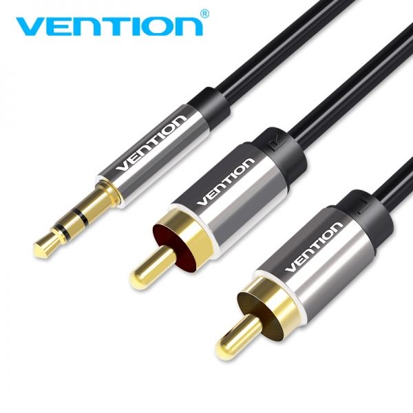281062_1 Vention Cable Estereo Jack 3.5 Macho a 2x RCA Macho - 1.5m - Color Negro - Imagen 1