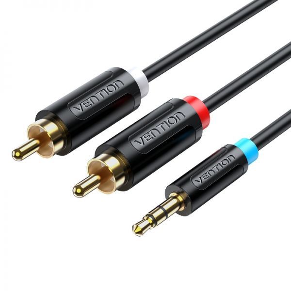 281107_1 Vention Cable Estereo Jack 3.5 Macho a 2x RCA Macho - 8m - Color Negro - Imagen 1