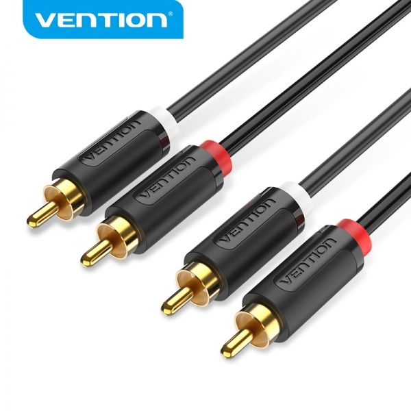 281117_1 Vention Cable Estereo 2x RCA Macho a 2x RCA Macho - 0.5m - Color Negro - Imagen 1
