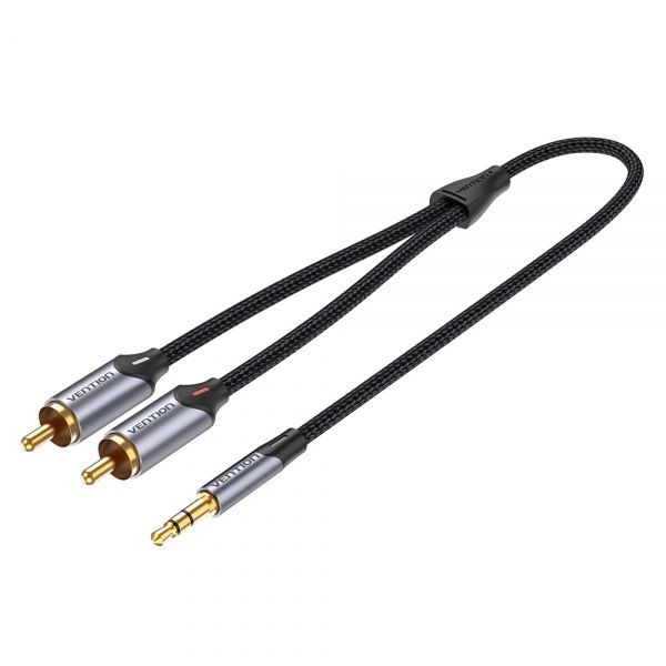 281147_1 Vention Cable Estereo Jack 3.5 Macho a 2x RCA Macho - 3m - Color Gris - Imagen 1