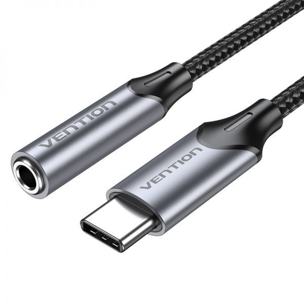 281202_1 Vention Adaptador Audio Jack 3.5mm Hembra a USB-C - 0.10m - Color Gris - Imagen 1