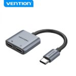 Vention Conversor USB-C Macho a 2x USB-C Hembra (Audio y Carga) - Color Gris - Imagen 2