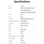 Vention Conversor USB-C Macho a 2x USB-C Hembra (Audio y Carga) - Color Gris - Imagen 5