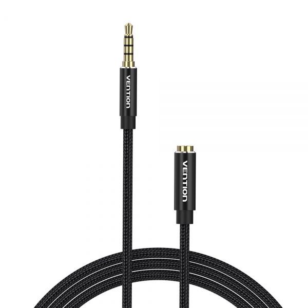 281227_1 Vention Cable Estereo Jack 3.5 Macho a Jack 3.5 Hembra - 1.5m - Color Negro - Imagen 1