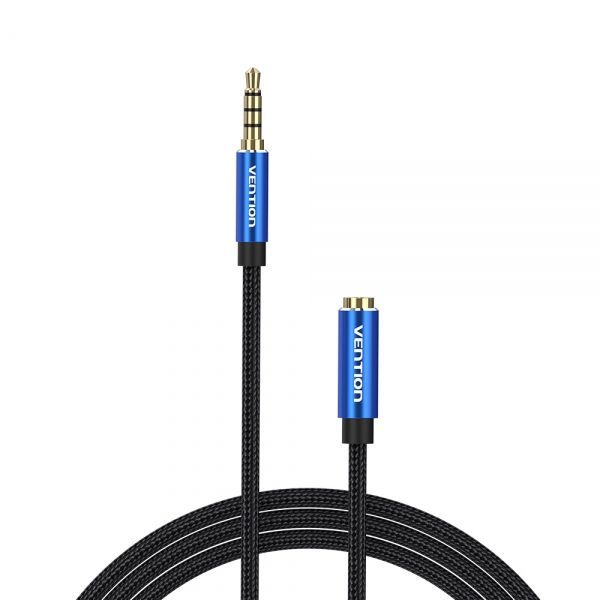 281242_1 Vention Cable Extension Audio TRSS 3.5mm Macho a Hembra - 1.5m - Algodon Trenzado - Aluminio Azul - Imagen 1