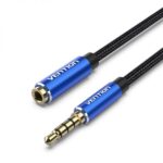 Vention Cable Extension Audio TRSS 3.5mm Macho a Hembra - 2m - Algodon Trenzado - Aluminio Azul - Imagen 2