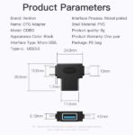 Vention Adaptador USB 3.0 USB-C Macho a MicroUSB Macho - Color Negro - Imagen 5