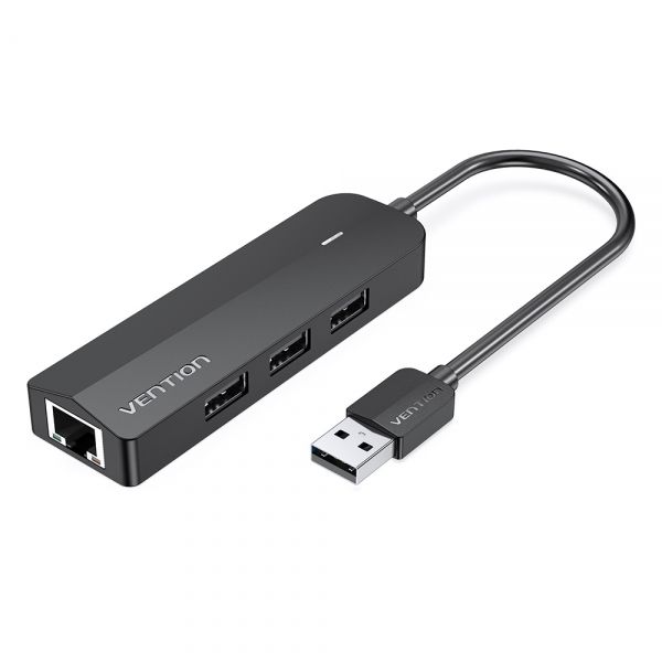281577_1 Vention HUB 5 en 1 USB 2.0 a 3xUSB2.0/MicroUSB/RJ45 - 0.15m - Color Negro - Imagen 1