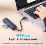 Vention HUB 5 en 1 USB 2.0 a 3xUSB2.0/MicroUSB/RJ45 - 0.15m - Color Negro - Imagen 3
