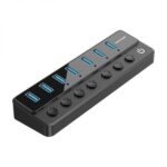 Vention HUB 7 en 1 USB3.0 a 7xUSB3.0 con Interruptores Individuales y Alimentacion Externa - Color Negro - Imagen 2