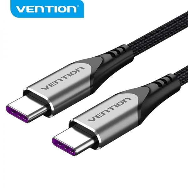 281732_1 Vention Cable USB-C Macho a USB-C Macho - 1m - 5A 100W 480Mbps - Color Gris - Imagen 1