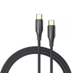 Vention Cable USB-C Macho a USB-C Macho 3A 60W LED - 3m Algodon Trenzado Negro - Imagen 2