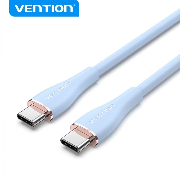 281797_1 Vention Cable USB-C Macho a USB-C Macho - 1m - 5A 100W 480Mbps - Color Azul Silicona - Imagen 1