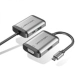 Vention Docking Station 4 en 1 USB-C a HDMI/VGA/USB3.0/PD87W - 0.15m - Color Gris - Imagen 2
