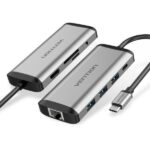 Vention Docking Station 9 en 1 USB-C a HDMI 4K/3xUSB 3.0/RJ45/Lector SD/MicroSD/Jack Audio/PD 87W - 0.15m - Color Gris - Imagen 2