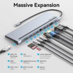 Vention Docking Station 11 en 1 USB-C a HDMI/VGA/USB-C/USB 3.0x2/USB2.0/RJ45/SD/TF/Audio Jack/PD100W - 0.25m - Color Gris Metalizado - Imagen 3