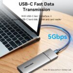 Vention Docking Station 11 en 1 USB-C a HDMI/VGA/USB-C/USB 3.0x2/USB2.0/RJ45/SD/TF/Audio Jack/PD100W - 0.25m - Color Gris Metalizado - Imagen 4