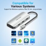 Vention HUB 5 en 1 USB-C a 4xUSB/MicroUSB Powered - 0.15m - Color Gris - Imagen 3