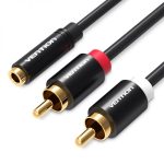 Vention Cable Estereo Jack 3.5 Hembra a 2x RCA Macho - 1m - Color Negro - Imagen 2