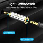 Vention Adaptador Jack 2.5 Macho a Jack 3.5 Hembra - Color Plata - Imagen 3