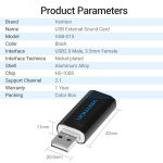 Vention Tarjeta de Sonido Externa USB a CTIA - Color Negro Metalizado - Imagen 5