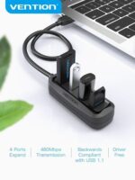 Vention HUB 4 en 1 USB2.0 a 4xUSB2.0 - 1m - Color Negro - Imagen 2