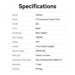 Vention Cable Alimentacion Forma 8 CEE716 Macho a C7 Hembra - 1.8m - Color Negro - Imagen 5