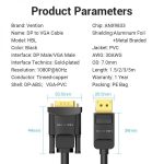 Vention Cable Conversor Displayport Macho a VGA Macho - 1.5m - Color Negro - Imagen 5