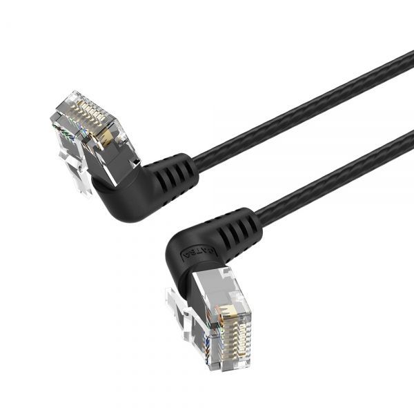 283097_1 Vention Cable de Red UTP RJ45 Slim Cat.6A Cabeza Rotatoria 360º Angulo Recto - 1.5m - Color Negro - Imagen 1