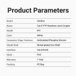 Vention Adaptador Conector RJ45 Cat6 FTP Hembra a Hembra - Color Blanco - Imagen 5
