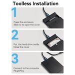 Vention Caja Externa para Disco Duro de 2.5" USB 3.0 a Micro USB Sin Tornillos - Color Negro - Imagen 4