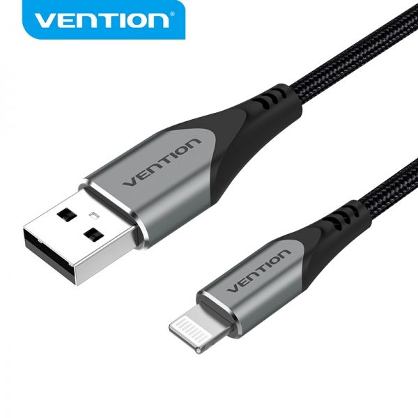 283717_1 Vention Cable USB-A a Lightning - 2m - 2.4A - 15W - 480Mbps - MFI - Color Gris - Imagen 1